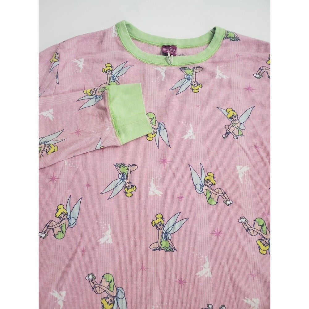 Disney World Tinkerbell Girls XL Pink Ribbed Long Sleeve Pullover Sweater Blouse